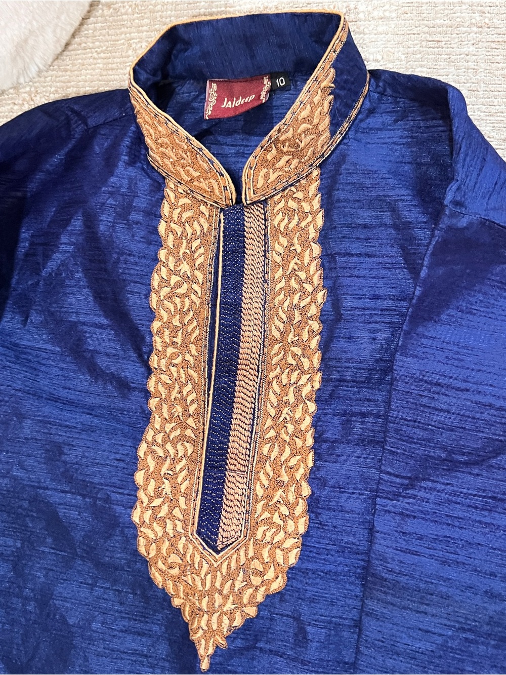 Royal Blue Embroidered Men's Kurta Shirt